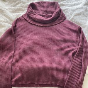 Purple turtle neck waffle sweater